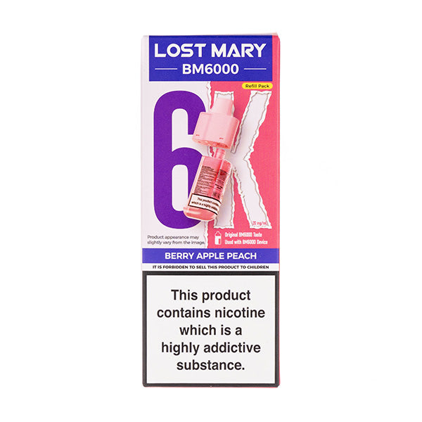 Berry Apple Peach BM6000 Prefilled Pod + Refill by Lost Mary