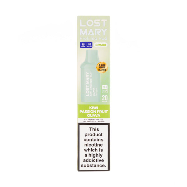 Kiwi Passion Fruit Guava BM600 Prefilled Pods by Lost Mary