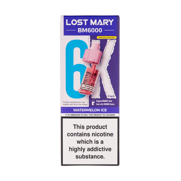 Watermelon Ice BM6000 Prefilled Pod + Refill by Lost Mary