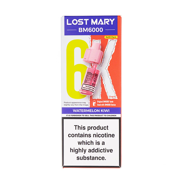 Watermelon Kiwi BM6000 Prefilled Pod + Refill by Lost Mary